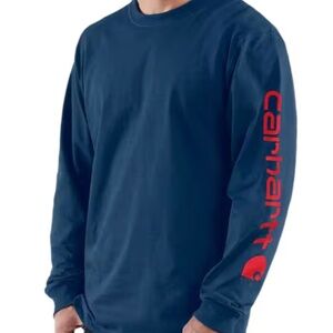 Men’s Carhart blue and orange long sleeve work shirt size L